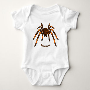 Creepy brown en oranje tarantula spider cartoon romper