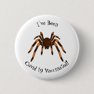 Creepy brown en oranje tarantula spider cartoon ronde button 5,7 cm