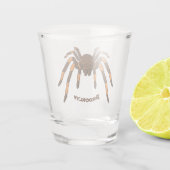 Creepy brown en oranje tarantula spider cartoon shot glas (Achterkant)