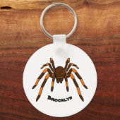 Creepy brown en oranje tarantula spider cartoon sleutelhanger (Voorkant)