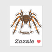 Creepy brown en oranje tarantula spider cartoon sticker (Vel)