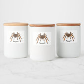 Creepy brown en oranje tarantula spider cartoon voedselcontainer etiket (Flessen)