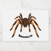 Creepy brown en oranje tarantula spider cartoon voedselcontainer etiket (Enkel label)