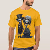 Creepy bruid bruidegom Halloween corpse paar T-shirt (Voorkant)