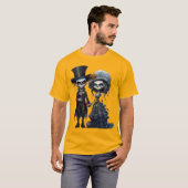 Creepy bruid bruidegom Halloween corpse paar T-shirt (Voorkant volledig)