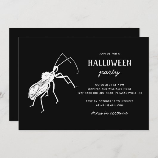 Creepy Bug Black Halloween Party | griezelig insec Kaart (Voorkant / Achterkant)