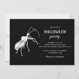 Creepy Bug Black Halloween Party | griezelig insec Kaart