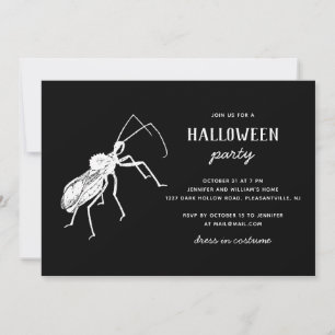 Creepy Bug Black Halloween Party   griezelig insec Kaart