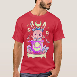 Creepy Bunny in Teacup Kawaii Pastel Gothic Anime  T-shirt