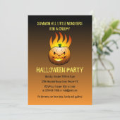 Creepy Burning Halloween Pumpkin Uitnodiging (Staand voorkant)