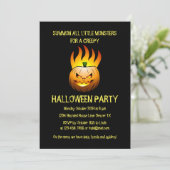 Creepy Burning Halloween Pumpkin Uitnodiging (Staand voorkant)