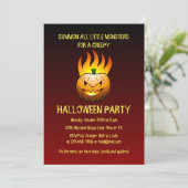 Creepy Burning Halloween Pumpkin Uitnodiging (Staand voorkant)