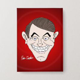 creepy businessman with money ears button