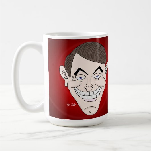 creepy businessman with money ears koffiemok (Links)