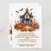 Creepy Cabin Happy Halloween Party Uitnodigingen (Voorkant / Achterkant)