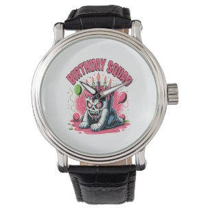 Creepy Cake Skull Birthday Squad Horloge