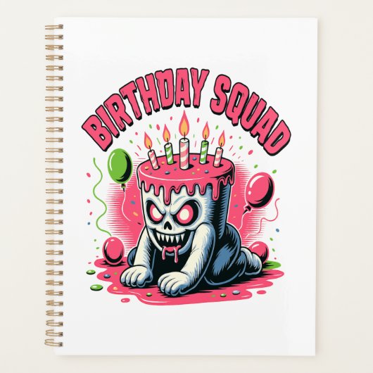 Creepy Cake Skull Birthday Squad Planner (Voorkant)