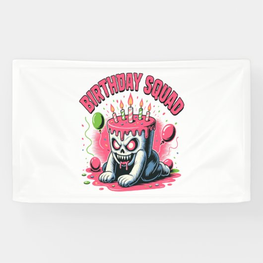 Creepy Cake Skull Birthday Squad Spandoek (Horizontaal)
