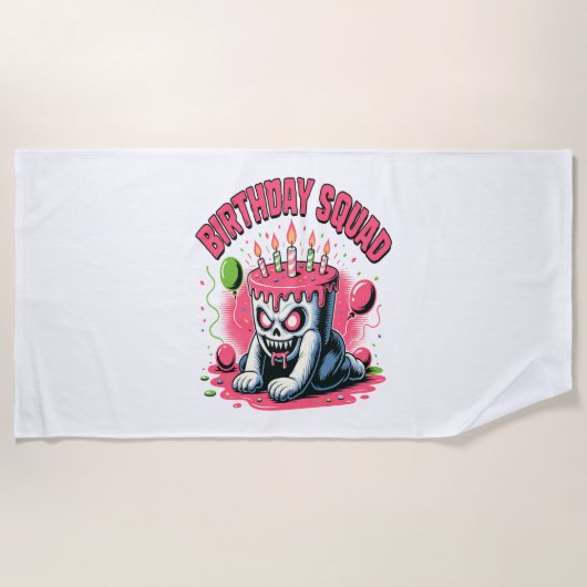 Creepy Cake Skull Birthday Squad Strandlaken (Voorkant)