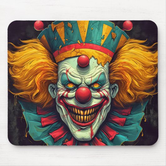 Creepy Carnaval Clown Illustratie Kunst Muismat (Voorkant)