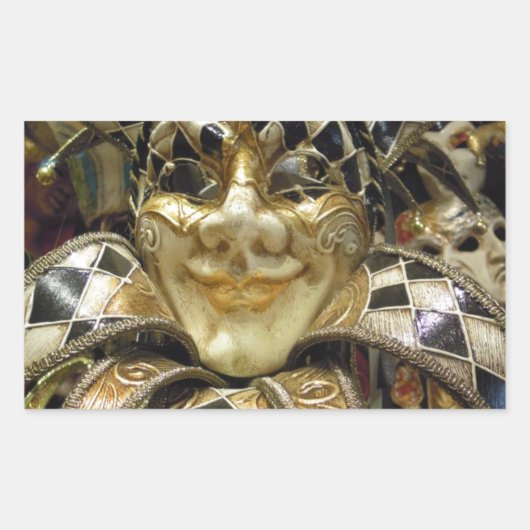 Creepy Carnival Masker Rechthoekige Sticker (Voorkant)