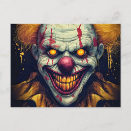 Creepy Carnival Sideshow Clown Illustratie Kunst Briefkaart