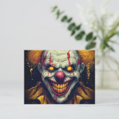 Creepy Carnival Sideshow Clown Illustratie Kunst Briefkaart (Staand voorkant)