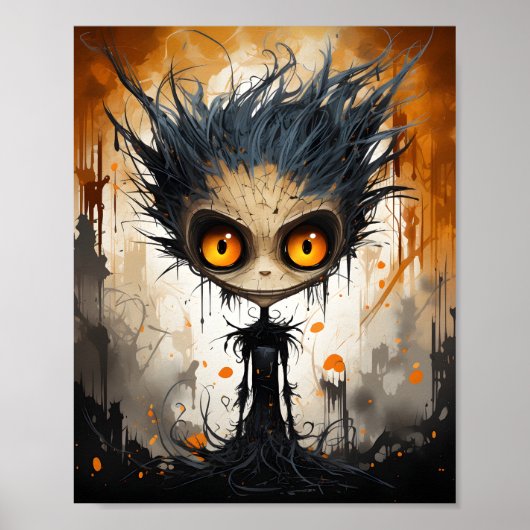 Creepy Cartoon Fantasy Halloween Monster Tree Poster (Voorkant)