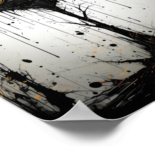 Creepy Cartoon Fantasy Halloween Monster Tree Poster (Hoek)