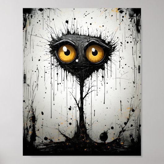 Creepy Cartoon Fantasy Halloween Monster Tree Poster (Voorkant)