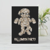Creepy Cartoon Mummy Halloween Party Kaart (Staand voorkant)