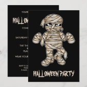 Creepy Cartoon Mummy Halloween Party Kaart (Voorkant / Achterkant)