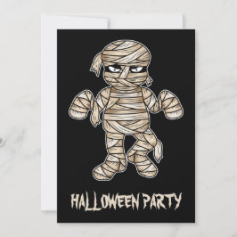 Creepy Cartoon Mummy Halloween Party Kaart