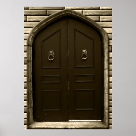 Creepy Castle Doors Halloween Haunted House Props Poster