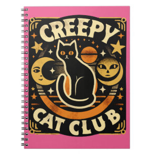 Creepy Cat Club – Retro Mystieke Zwarte Kat Ontwer Notitieboek