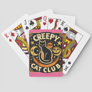 Creepy Cat Club – Retro Mystieke Zwarte Kat Ontwer Pokerkaarten