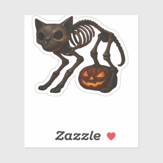 Creepy Cat Skeleton Halloween Gift Classic T-shirt Sticker (Vel)