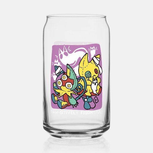 Creepy Cats Halloween Art: Paw-sitively angstaanja Blikvorm Glas (Voorkant)