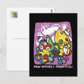 Creepy Cats Halloween Art: Paw-sitively angstaanja Briefkaart (Voorkant / Achterkant)