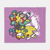 Creepy Cats Halloween Art: Paw-sitively angstaanja Fleece Deken (Voorkant (Horizontaal))