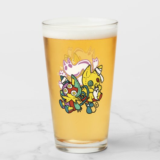 Creepy Cats Halloween Art: Paw-sitively angstaanja Glas (Voorkant gevuld)