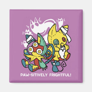 Creepy Cats Halloween Art: Paw-sitively angstaanja Magneet
