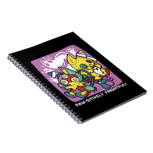 Creepy Cats Halloween Art: Paw-sitively angstaanja Notitieboek (Rechterzijde)