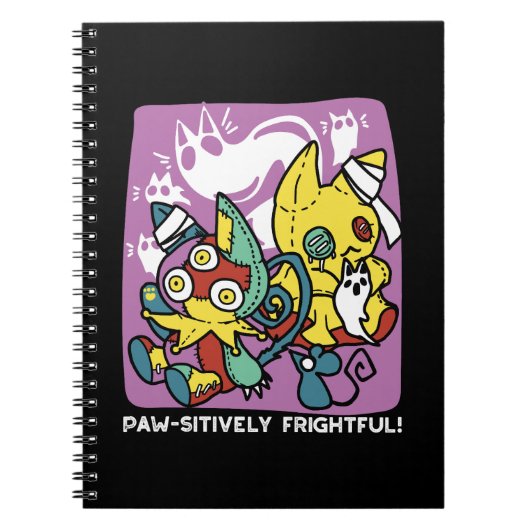Creepy Cats Halloween Art: Paw-sitively angstaanja Notitieboek (Voorkant)