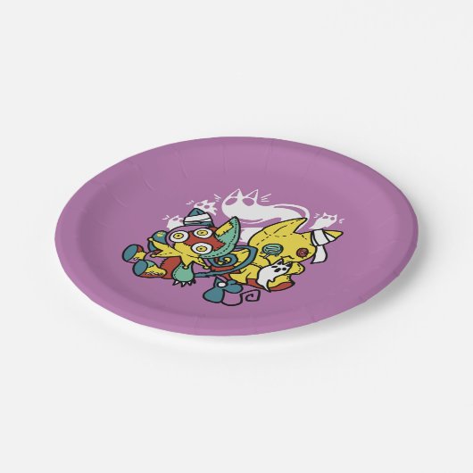 Creepy Cats Halloween Art: Paw-sitively angstaanja Papieren Bordje (Gekanteld)