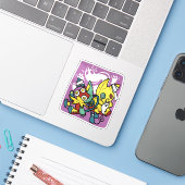 Creepy Cats Halloween Art: Paw-sitively angstaanja Sticker (Laptop met iPhone)