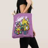 Creepy Cats Halloween Art: Paw-sitively angstaanja Tote Bag (Dichtbij)