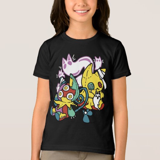 Creepy Cats Halloween Art: Paw-sitively angstaanja Tri-Blend Shirt (Voorkant)