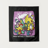 Creepy Cats Halloween Art: Paw-sitively angstaanja Wandkleed (Voorkant)
