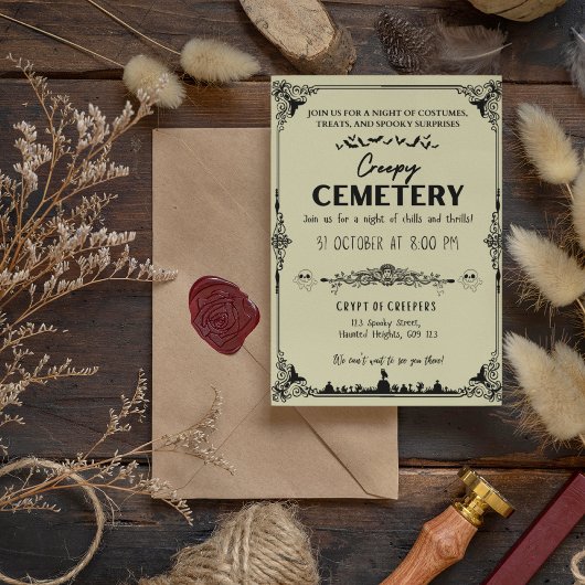 Creepy Cemetery Dark Vanilla met zwart accent Kaart